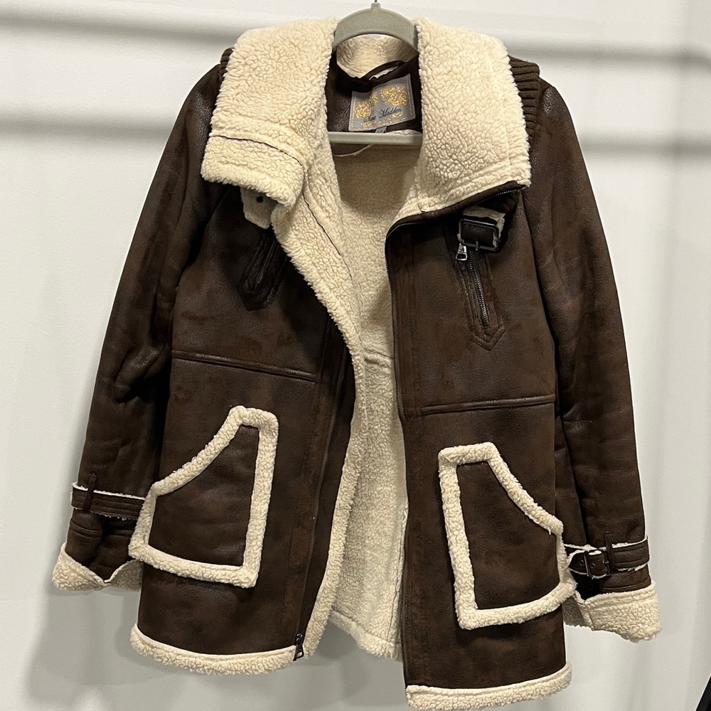 Steve Madden Dark Brown and Cream Teddy Jacket